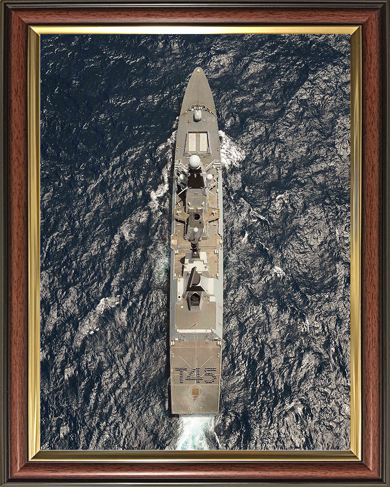 HMS Dauntless (D33) Royal Navy Type 45 Destroyer From Above Photo Print Wall Art Decor Posters, Prints, & Visual Artwork Hampshire Prints 10 x 8 Classic Frame No