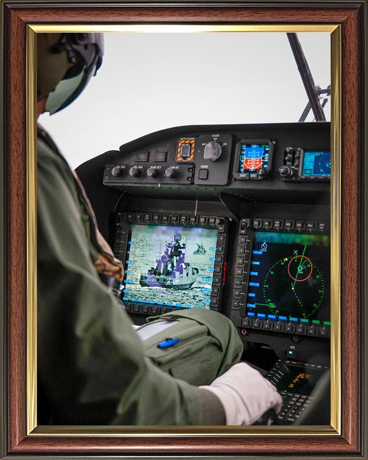 Wildcat Helicopter Cockpit Photo Print - Royal Navy Aircraft Hampshire Prints 10 x 8 Classic Frame No