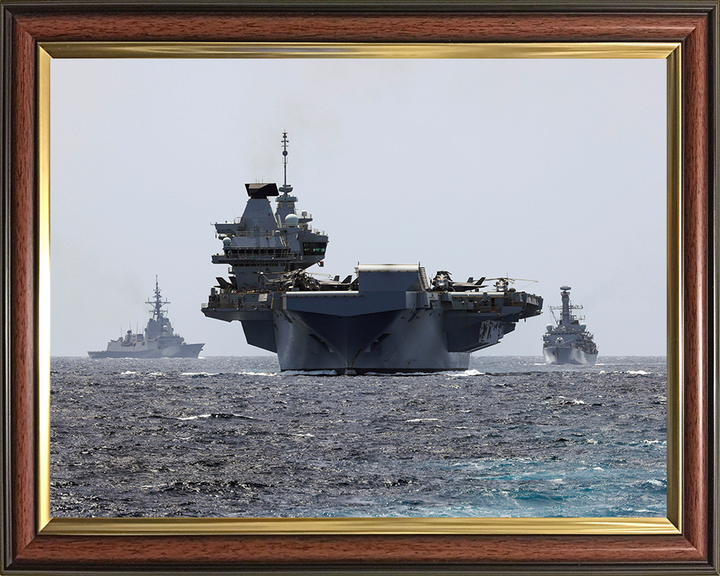 HMS Prince of Wales (R09) Photo Print - The Red Sea 2025 - Royal Navy Queen Elizabeth Class Aircraft Carrier Hampshire Prints 10 x 8 Classic Frame No