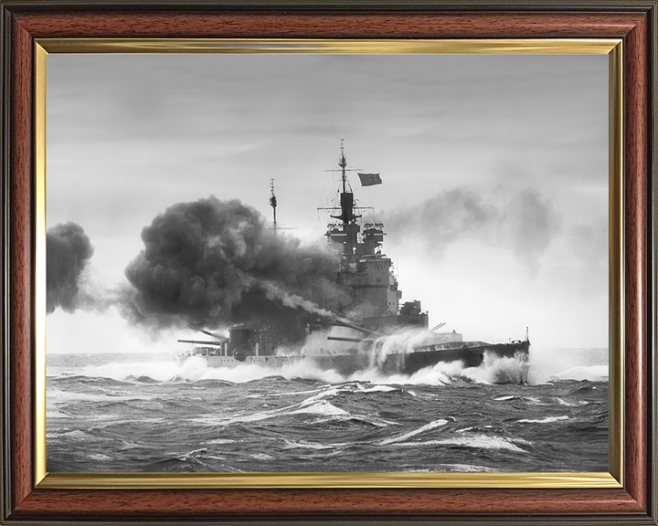 HMS Duke of York (17) Photo Print - Broadside 1943 - Royal Navy King George V Class Battleship Posters, Prints, & Visual Artwork Hampshire Prints 10 x 8 Classic Frame No