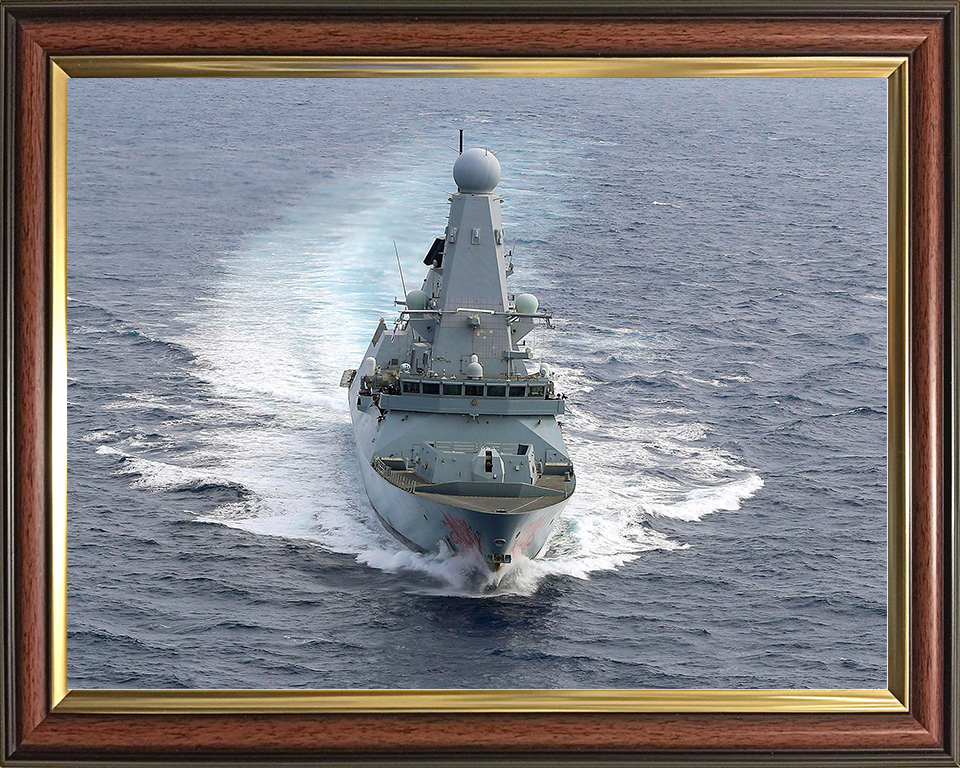 HMS Dragon (D35) Royal Navy Type 45 Destroyer Underway Bow View Photo Print Wall Art Decor Posters, Prints, & Visual Artwork Hampshire Prints 10 x 8 Classic Frame No