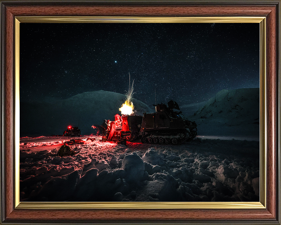 Royal Marine Commando Mortar Team Fire under Stars Photo Print 45 Commando Marines Wall Art Military Decor Posters, Prints, & Visual Artwork Hampshire Prints 10 x 8 Classic Frame No
