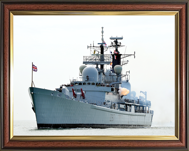 HMS Edinburgh (D97) Royal Navy Type 42 Destroyer Firing at Anchor Photo Print Wall Art Decor Posters, Prints, & Visual Artwork Hampshire Prints 10 x 8 Classic Frame No