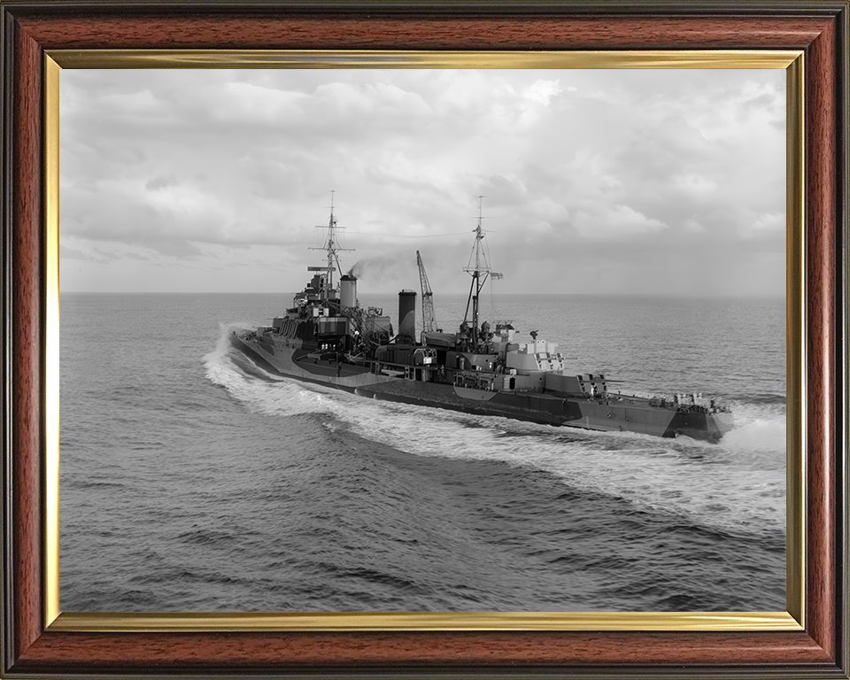 HMS Mauritius (80) Photo Print - At sea 1942 - Royal Navy Fiji Class Light Cruiser Posters, Prints, & Visual Artwork Hampshire Prints 10 x 8 Classic Frame No