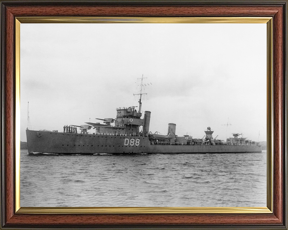 HMS Wren (D88) - At Sea - Royal Navy Admiralty Modified W Class Destroyer Photo Print Wall Art Naval Decor UK Posters, Prints, & Visual Artwork Hampshire Prints 10 x 8 Classic Frame No