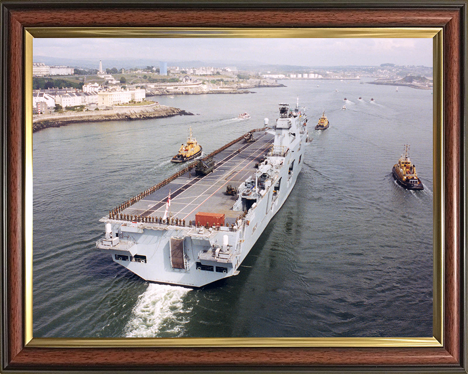 HMS Ocean (L12) Photo Print - Departs Devonport 2001 - Royal Navy Landing Platform Helicopter