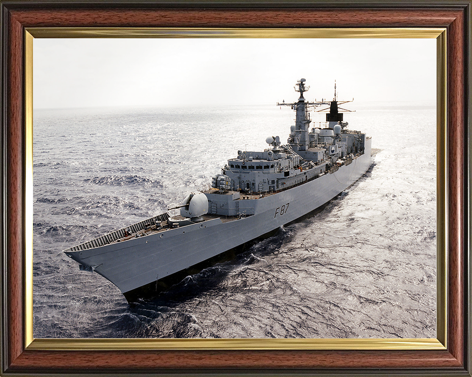 HMS Chatham (F87) Royal Navy Type 22 Frigate Port Bow View at Sunset Photo Print Wall Art Decor Posters, Prints, & Visual Artwork Hampshire Prints 10 x 8 Classic Frame No