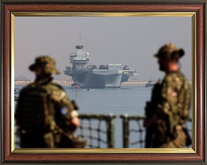 HMS Prince of Wales (R09) Photo Print - Suez Canal - Royal Navy Queen Elizabeth Class Aircraft Carrier Hampshire Prints 10 x 8 Classic Frame No