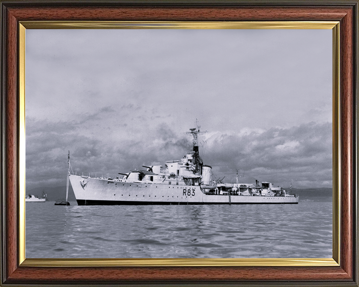 HMS Ulster (R83) - At a Buoy 1946 - Royal Navy U Type Destroyer Photo Print Wall Art Naval Decor UK Posters, Prints, & Visual Artwork Hampshire Prints 10 x 8 Classic Frame No
