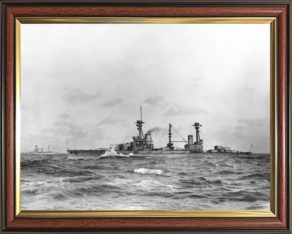 HMS Agincourt (1913) Photo Print - Port Side View - Royal Navy Dreadnought Battleship Hampshire Prints 10 x 8 Classic Frame No