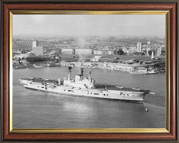 HMS Ark Royal (R09) Royal Navy Audacious Class Aircraft Carrier Plymouth Hoe 1975 Photo Print Wall Art Decor Posters, Prints, & Visual Artwork Hampshire Prints 10 x 8 Classic Frame No