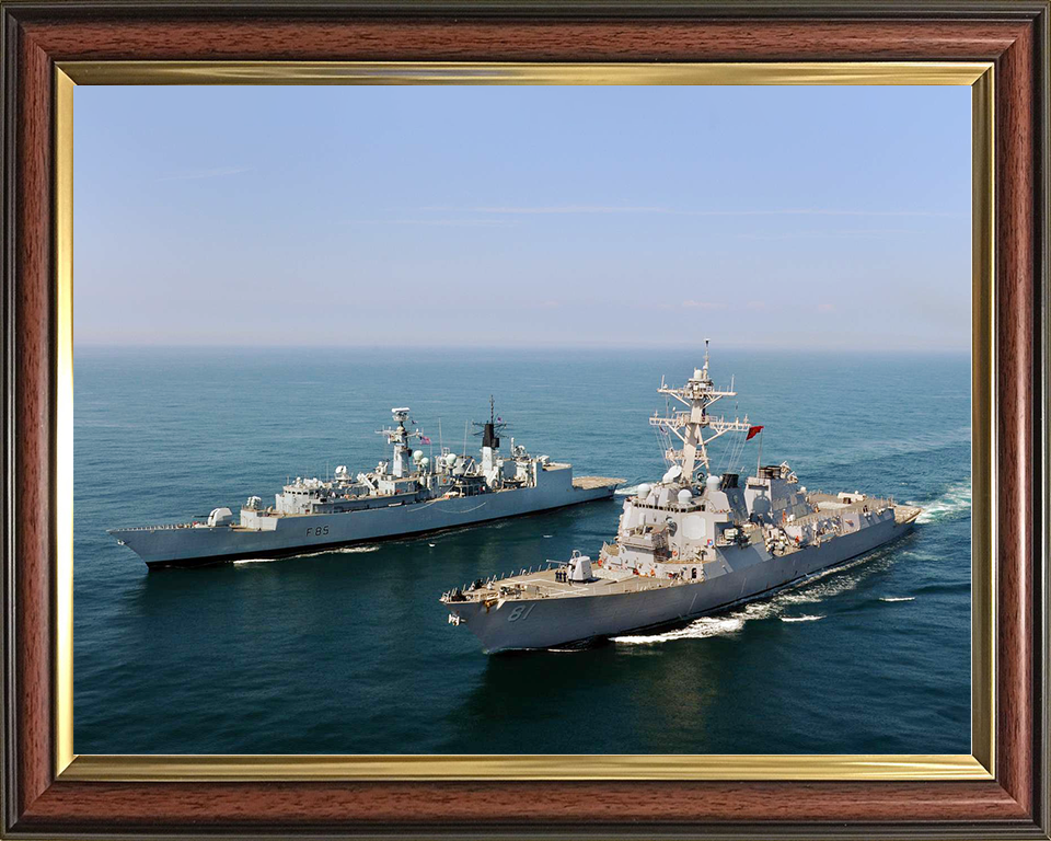 HMS Cumberland (F85) Royal Navy Type 22 Frigate Alongside USS Winston S. Churchill Photo Print Wall Art Decor Posters, Prints, & Visual Artwork Hampshire Prints 10 x 8 Classic Frame No