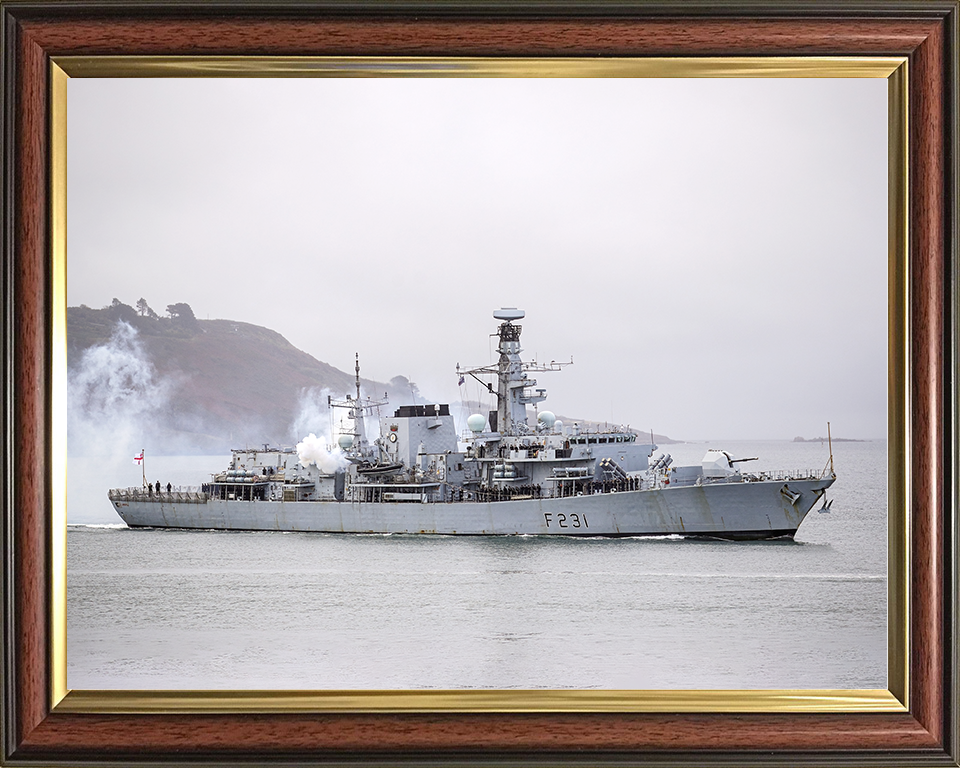 HMS Argyll (F231) Royal Navy Type 23 Frigate Firing Photo Print Wall Art Decor Posters, Prints, & Visual Artwork Hampshire Prints 10 x 8 Classic Frame No