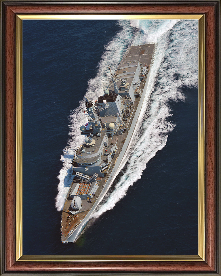 HMS Monmouth (F235) Photo Print - from Above 2012 - Royal Navy Type 23 Frigate Hampshire Prints 10 x 8 Classic Frame No
