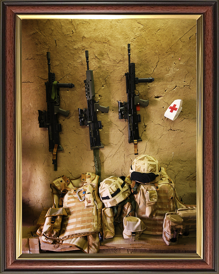 Royal Marines SA80s and kit on a wall in Afghanistan Photo Print Hampshire Prints 10 x 8 Classic Frame No
