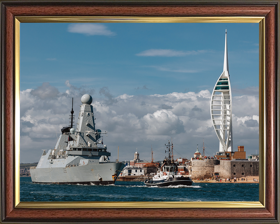 HMS Dauntless (D33) Photo Print - Leaves Portsmouth 2025 - Royal Navy Type 45 Destroyer Hampshire Prints 10 x 8 Classic Frame No