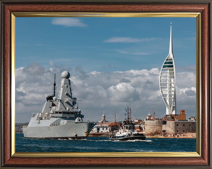 HMS Dauntless (D33) Photo Print - Leaves Portsmouth 2025 - Royal Navy Type 45 Destroyer Hampshire Prints 10 x 8 Classic Frame No