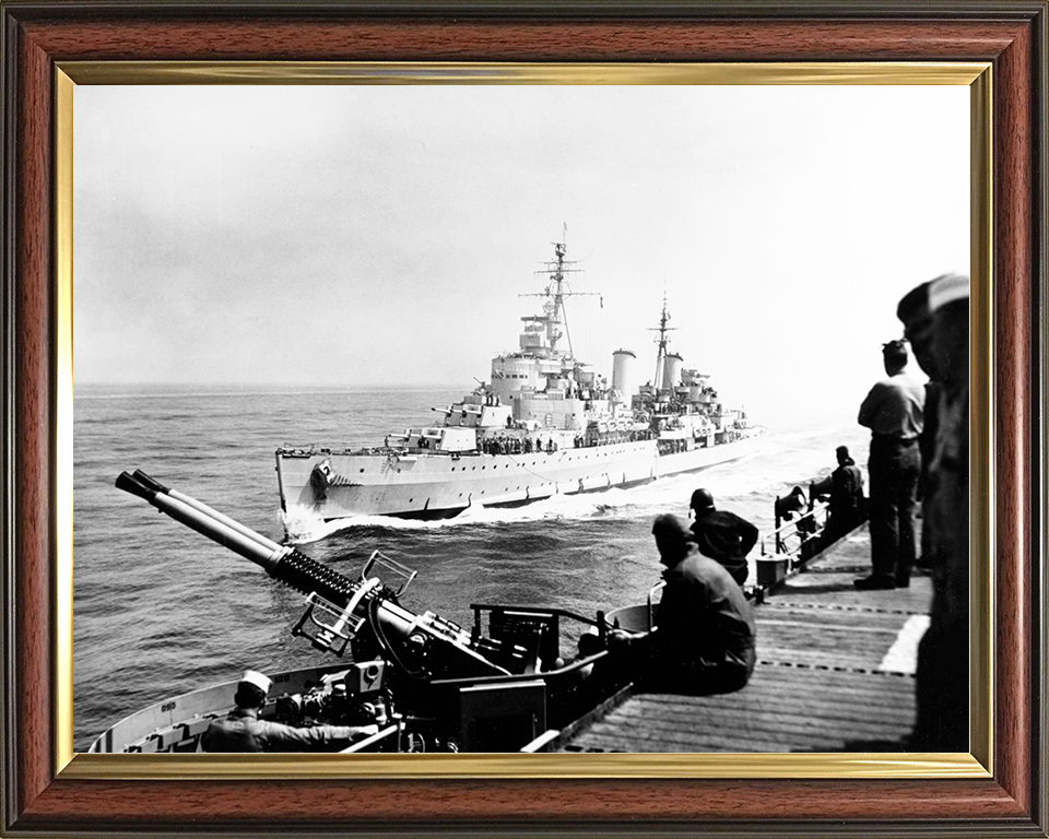 HMS Belfast (C35) Royal Navy Town Class Light Cruiser At Sea 1952 Photo Print Wall Art Decor Posters, Prints, & Visual Artwork Hampshire Prints 10 x 8 Classic Frame No