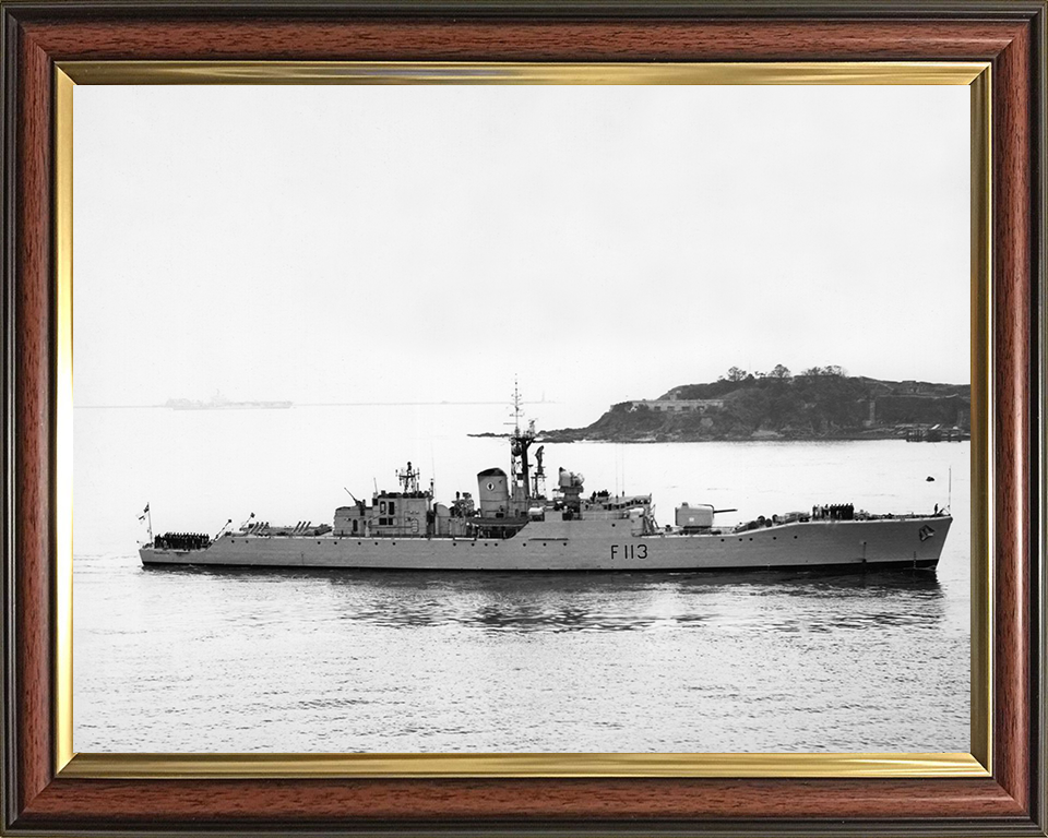 HMS Falmouth (F113) Photo Print - Entering Harbour 1962 - Royal Navy Rothesay Class Frigate Posters, Prints, & Visual Artwork Hampshire Prints 10 x 8 Classic Frame No