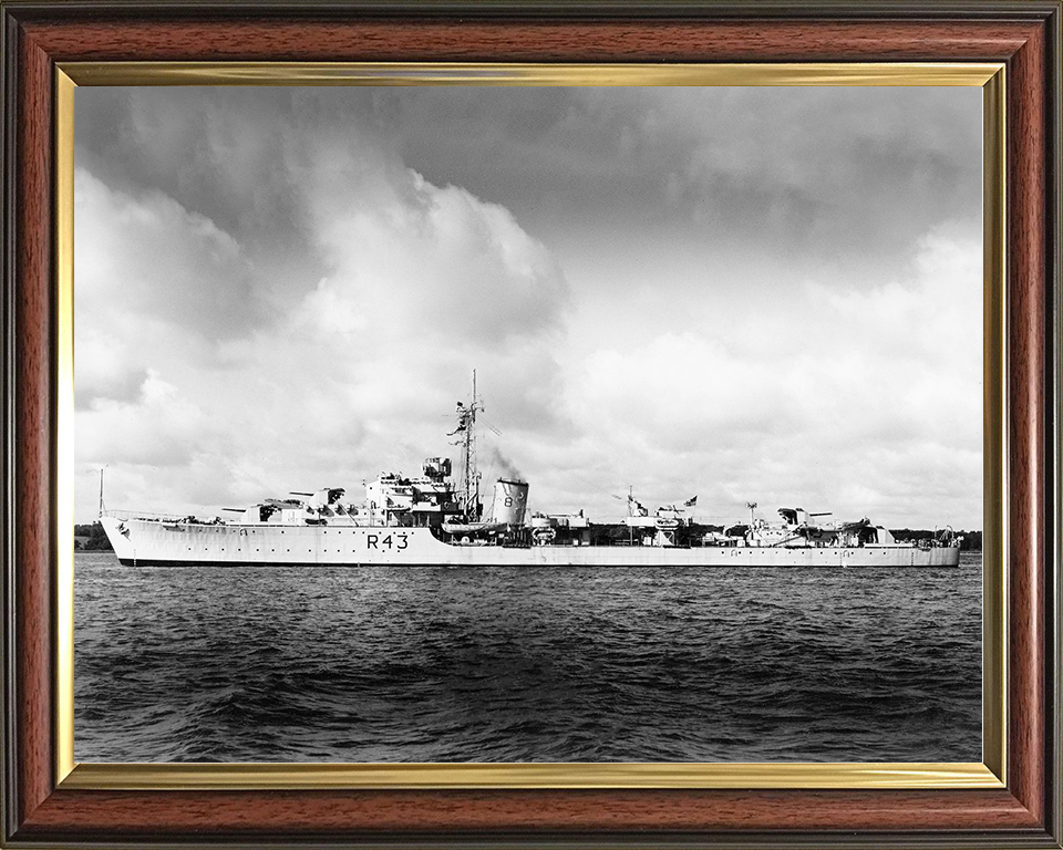 HMS Comus (R43) Royal Navy C Class Destroyer Port Beam View Photo Print Wall Art Decor Posters, Prints, & Visual Artwork Hampshire Prints 10 x 8 Classic Frame No