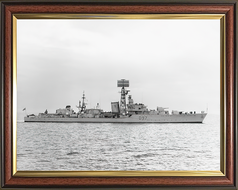 HMS Corunna (D97) Royal Navy Battle Class Destroyer Starboard Beam View Photo Print Wall Art Decor Posters, Prints, & Visual Artwork Hampshire Prints 10 x 8 Classic Frame No