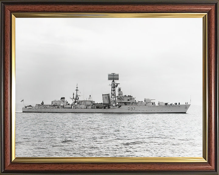 HMS Corunna (D97) Royal Navy Battle Class Destroyer Starboard Beam View Photo Print Wall Art Decor Posters, Prints, & Visual Artwork Hampshire Prints 10 x 8 Classic Frame No
