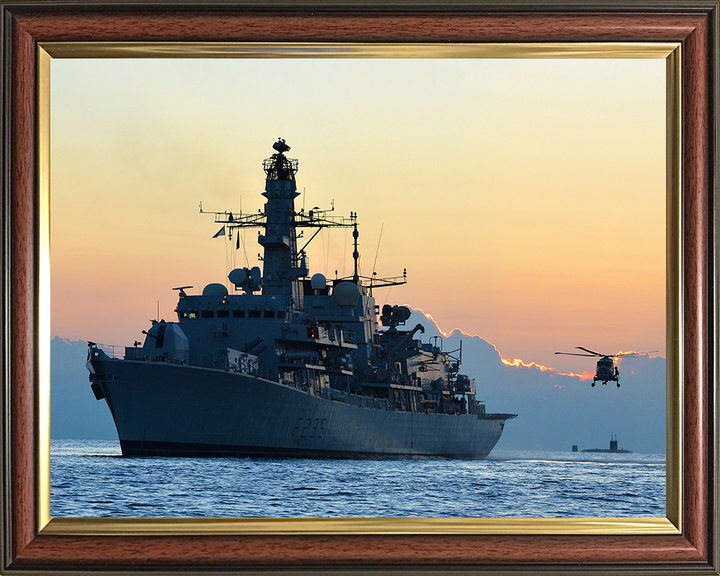 HMS Monmouth (F235) Photo Print - Sunset 2012 - Royal Navy Type 23 Frigate Hampshire Prints 10 x 8 Classic Frame No