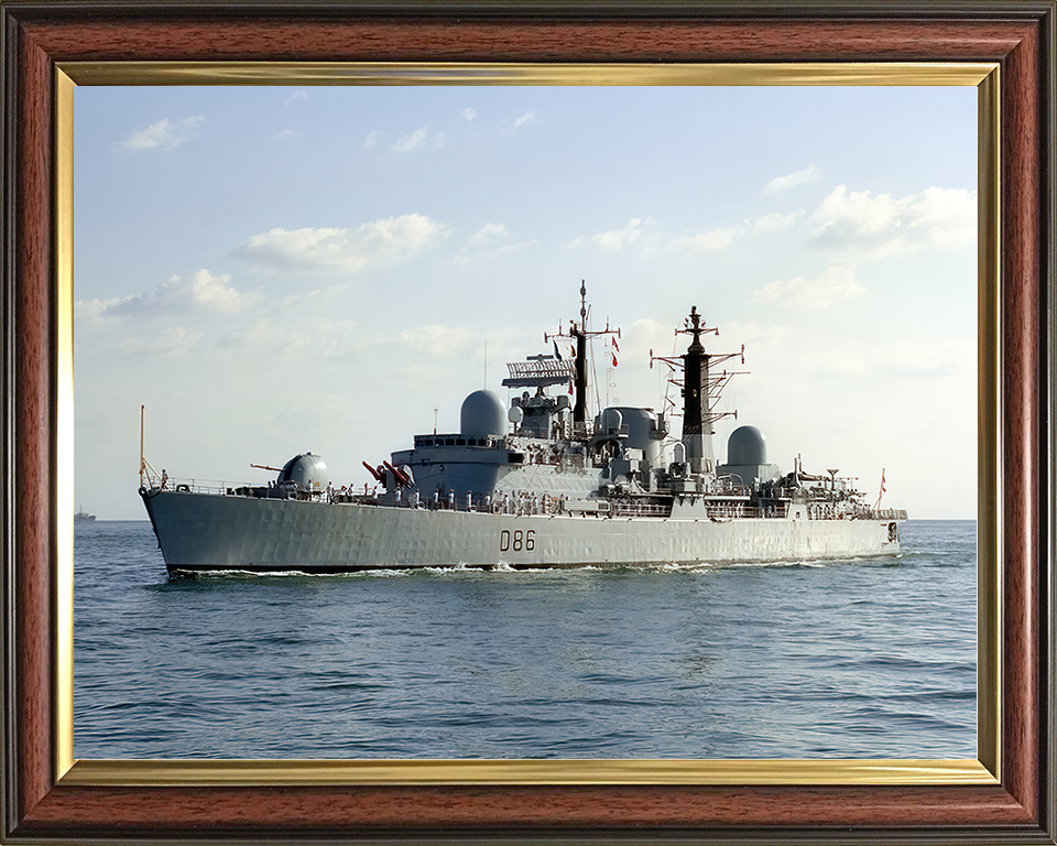 HMS Birmingham (D86) Royal Navy Type 42 Destroyer Entering Harbour Photo Print Wall Art Decor Posters, Prints, & Visual Artwork Hampshire Prints 10 x 8 Classic Frame No