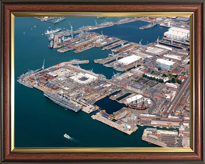 HMNB Portsmouth Photo Print - From the air 2005 - Dockyard Hampshire Prints 10 x 8 Classic Frame No