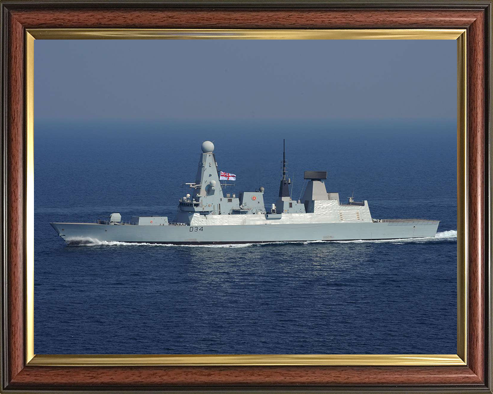 HMS Diamond (D34) Photo Print - At Sea 2012 - Royal Navy Type 45 Destroyer Hampshire Prints 10 x 8 Classic Frame No
