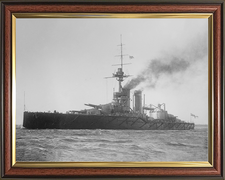 HMS Audacious (1912) Royal Navy King George V Class Battleship Port Side View Photo Print Wall Art Decor Posters, Prints, & Visual Artwork Hampshire Prints 10 x 8 Classic Frame No