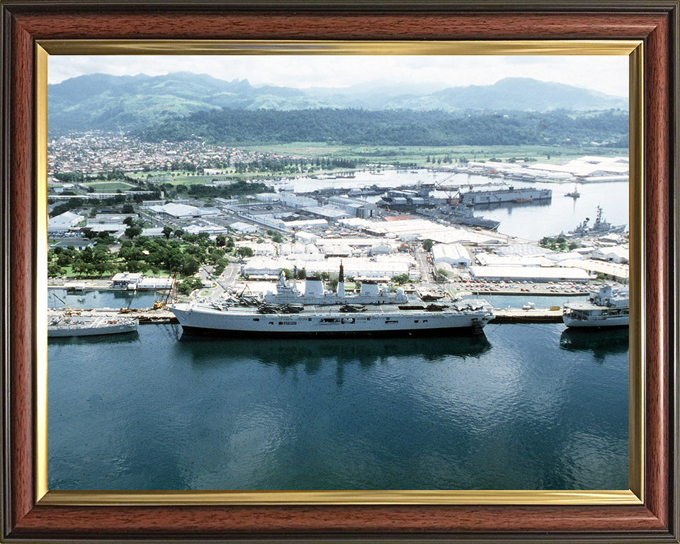 HMS Ark Royal (R07) Photo Print - Subic Bay 1988 - Royal Navy Invincible Class Aircraft Carrier Hampshire Prints 10 x 8 Classic Frame No