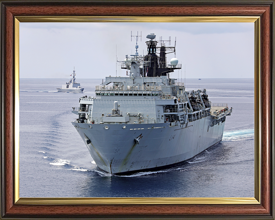 HMS Albion (L14) Royal Navy Albion Class Amphibious Ship High Port Bow View Photo Print Wall Art Naval Decor Posters, Prints, & Visual Artwork Hampshire Prints 10 x 8 Classic Frame No
