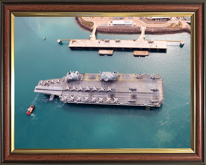 HMS Prince of Wales (R09) Photo Print - Visits Darwin 2025 - Royal Navy Queen Elizabeth Class Aircraft Carrier Hampshire Prints 10 x 8 Classic Frame No