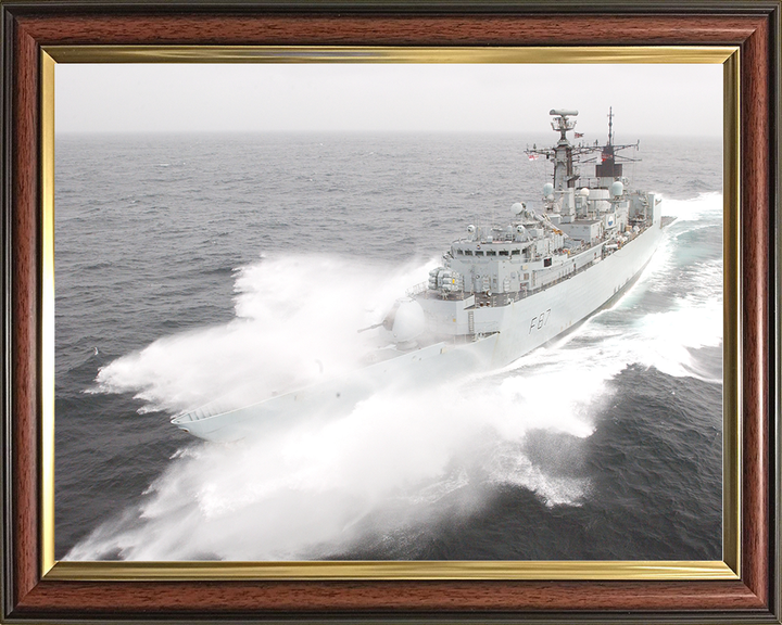 HMS Chatham (F87) Royal Navy Type 22 Frigate Breaking Waves Photo Print Wall Art Decor Posters, Prints, & Visual Artwork Hampshire Prints 10 x 8 Classic Frame No