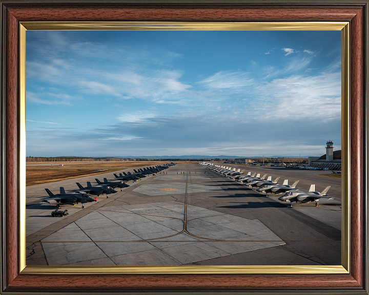 RAF USAF and RAAF F-35s on the line Photo Print - Royal Air Force Aircraft Hampshire Prints 10 x 8 Classic Frame No