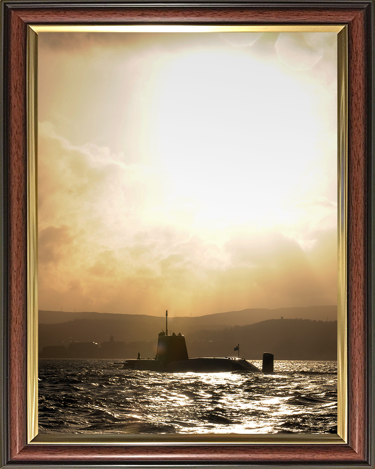 HMS Astute (S119) Photo Print - At Sunset 2009 - Royal Navy Astute Class Submarine Hampshire Prints 10 x 8 Classic Frame No