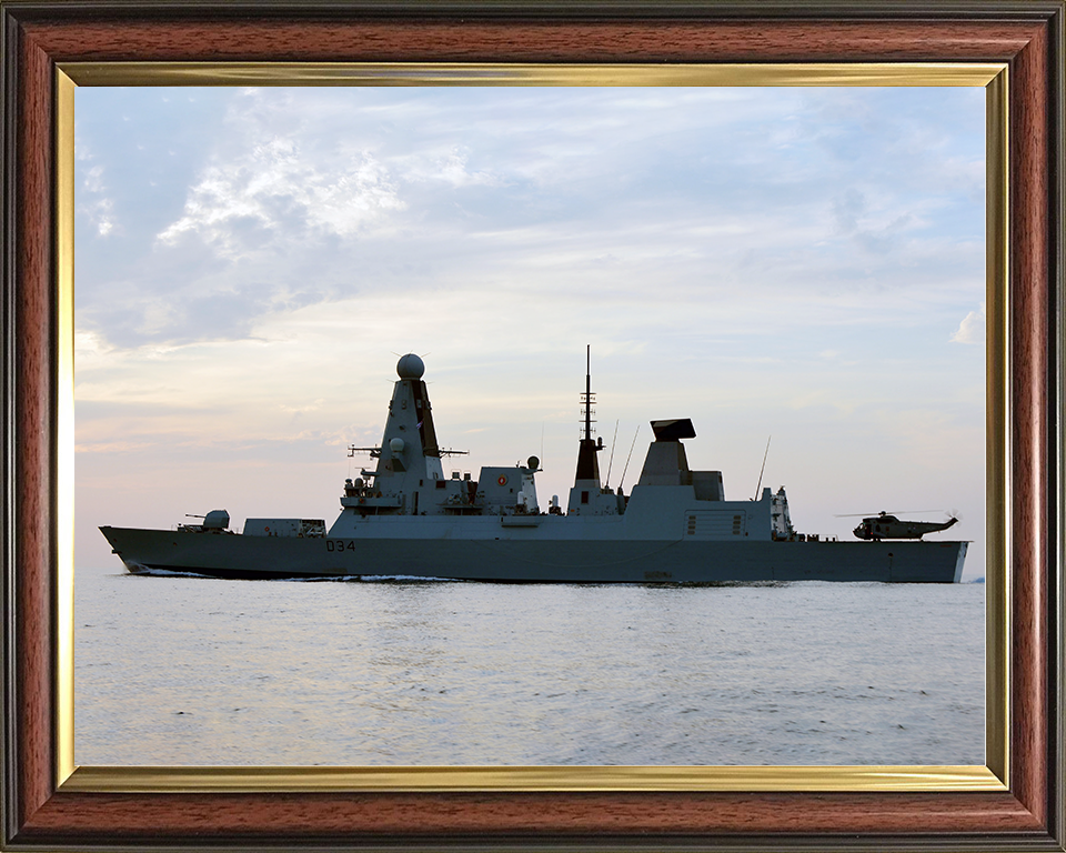 HMS Diamond (D34) Royal Navy Type 45 Destroyer Port Side Silhouette 2012 Photo Print Wall Art Decor Posters, Prints, & Visual Artwork Hampshire Prints 10 x 8 Classic Frame No