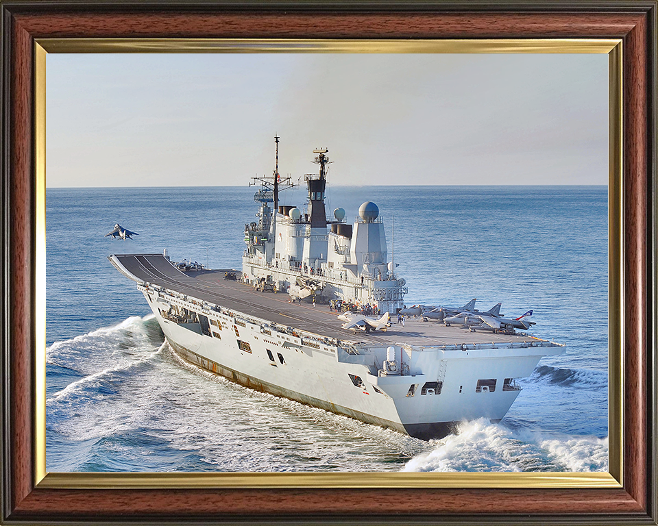 HMS Ark Royal (R07) Royal Navy Invincible Class Aircraft Carrier Takeoff Photo Print Wall Art Decor Posters, Prints, & Visual Artwork Hampshire Prints 10 x 8 Classic Frame No