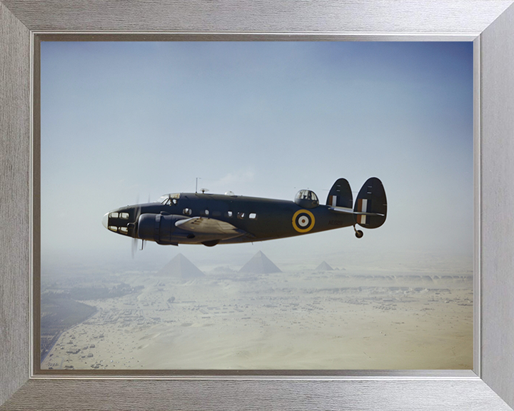 RAF Lockheed Hudson VI in Flight Photo Print - Royal Air Force Aircraft Hampshire Prints 10 x 8 Silver Frame No