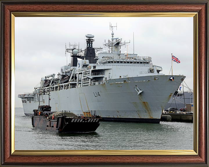 HMS Albion (L14) Royal Navy Albion Class Amphibious Ship With Landing Craft Photo Print Wall Art Naval Decor Posters, Prints, & Visual Artwork Hampshire Prints 10 x 8 Classic Frame No