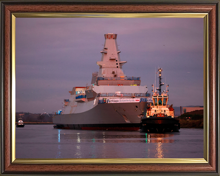 HMS Glasgow (F88) Photo Print - Scotstoun Shipyard - Royal Navy Type 26 Frigate Hampshire Prints 10 x 8 Classic Frame No