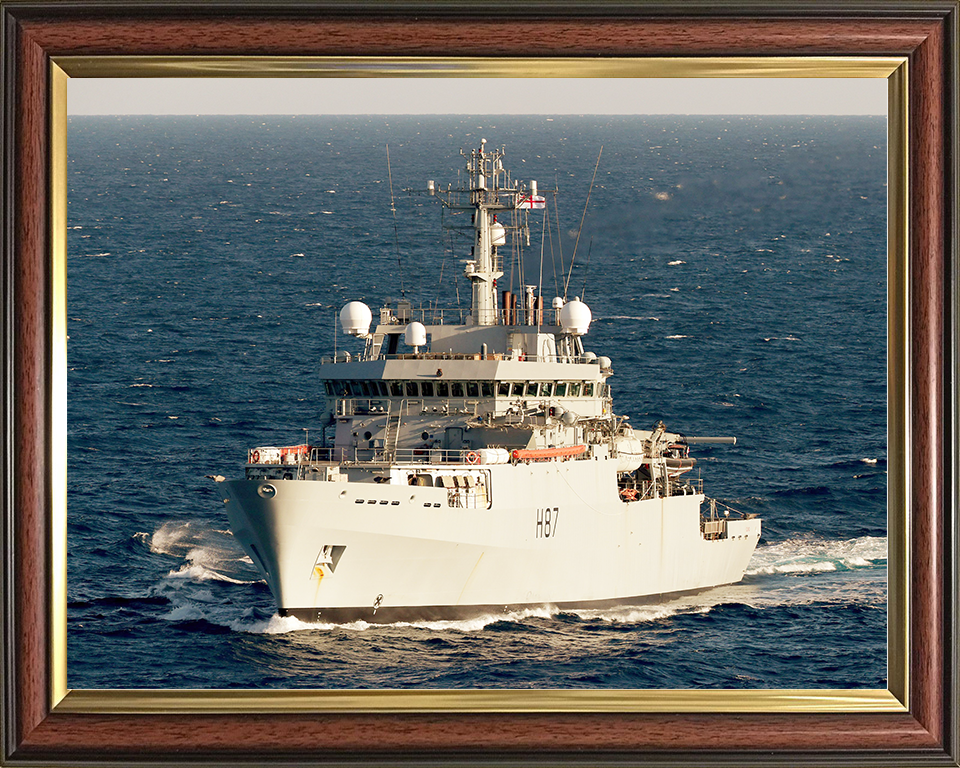 HMS Echo (H87) Royal Navy Echo Class Survey Vessel Underway Photo Print Wall Art Decor Posters, Prints, & Visual Artwork Hampshire Prints 10 x 8 Classic Frame No