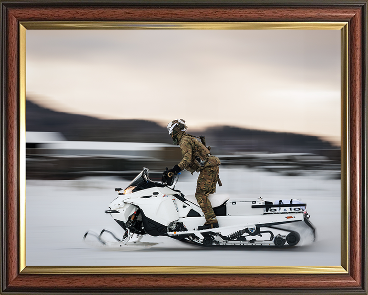 Royal Marine Commando Rides a Snowmobile Norway 2026 Photo Print 45 Commando Wall Art Military Decor Posters, Prints, & Visual Artwork Hampshire Prints 10 x 8 Classic Frame No