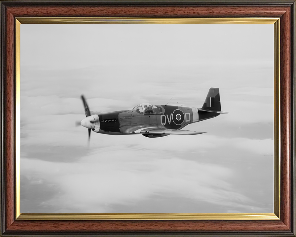 RAF Mustang III in Flight Photo Print - Royal Air Force Aircraft Hampshire Prints 10 x 8 Classic Frame No