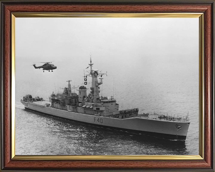 HMS Sirius (F40) Photo Print - With Helicopter - Royal Navy Leander Class Frigate Posters, Prints, & Visual Artwork Hampshire Prints 10 x 8 Classic Frame No