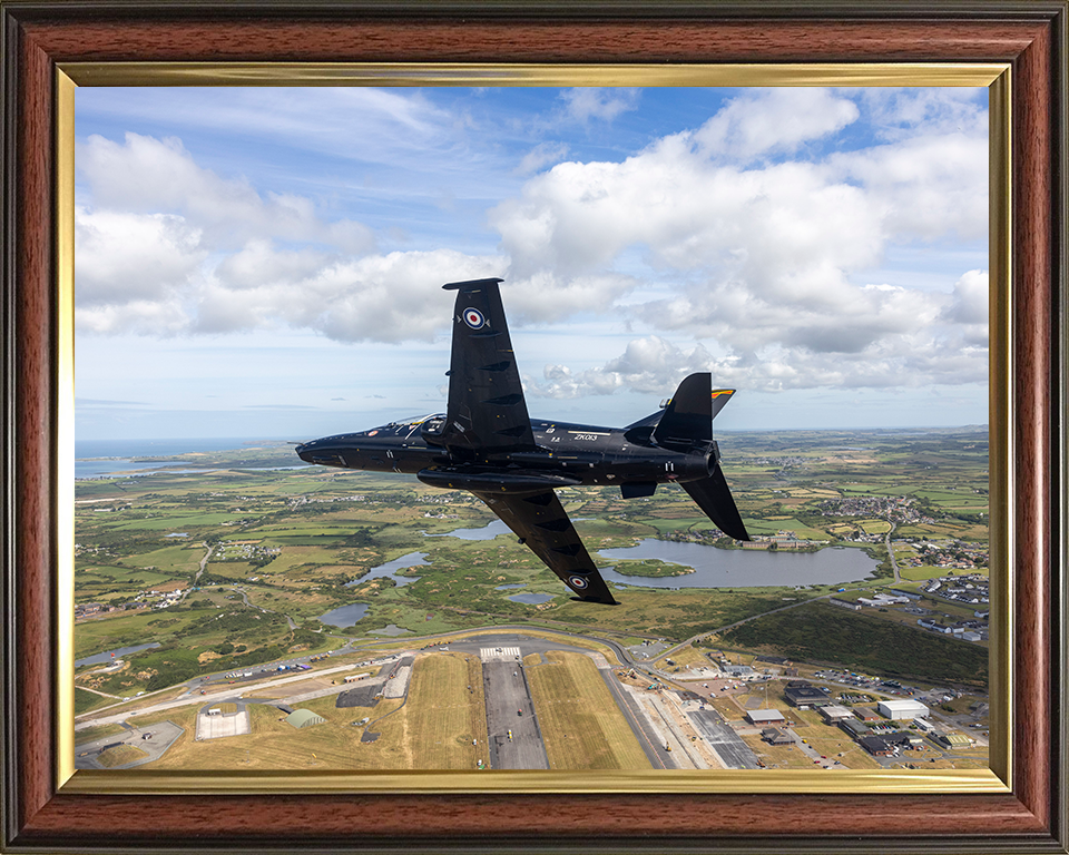 RAF Hawk T2 in flight over the Isle of Man Photo Print - Royal Air Force Aircraft Hampshire Prints 10 x 8 Classic Frame No