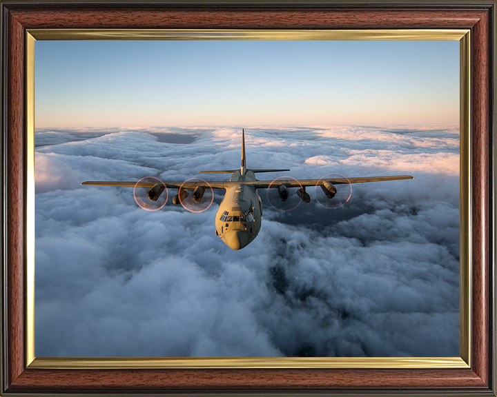 RAF C130J Hercules Flying above the Clouds 2018 Photo Print - Royal Air Force Aircraft Posters, Prints, & Visual Artwork Hampshire Prints 10 x 8 Classic Frame No