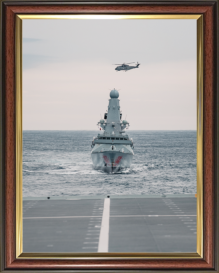 HMS Dragon (D35) Royal Navy Type 45 Destroyer From a Flight Deck Photo Print Wall Art Decor Posters, Prints, & Visual Artwork Hampshire Prints 10 x 8 Classic Frame No
