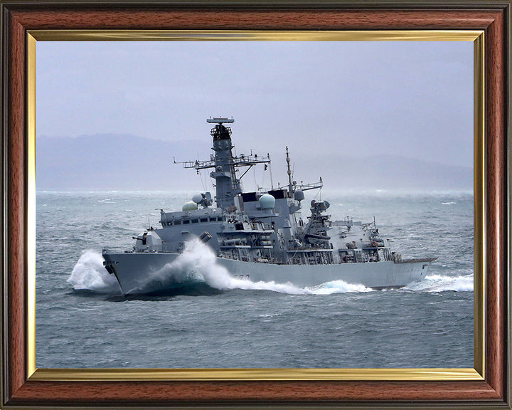 HMS Portland (F79) Photo Print - Breaking Waves - Royal Navy Type 23 Frigate Hampshire Prints 10 x 8 Classic Frame No